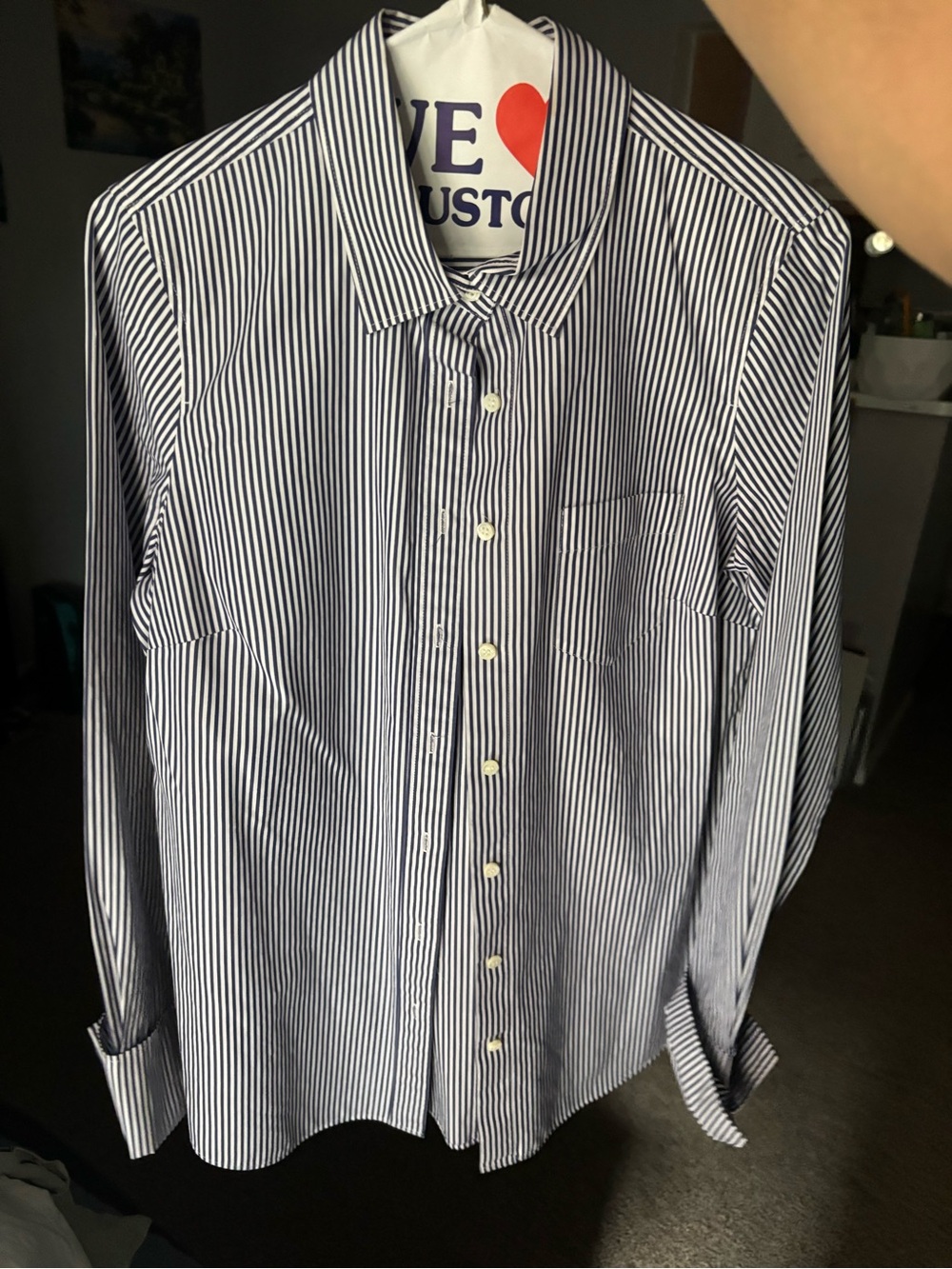J. Crew Navy and White Pinstripe Dress Shirt